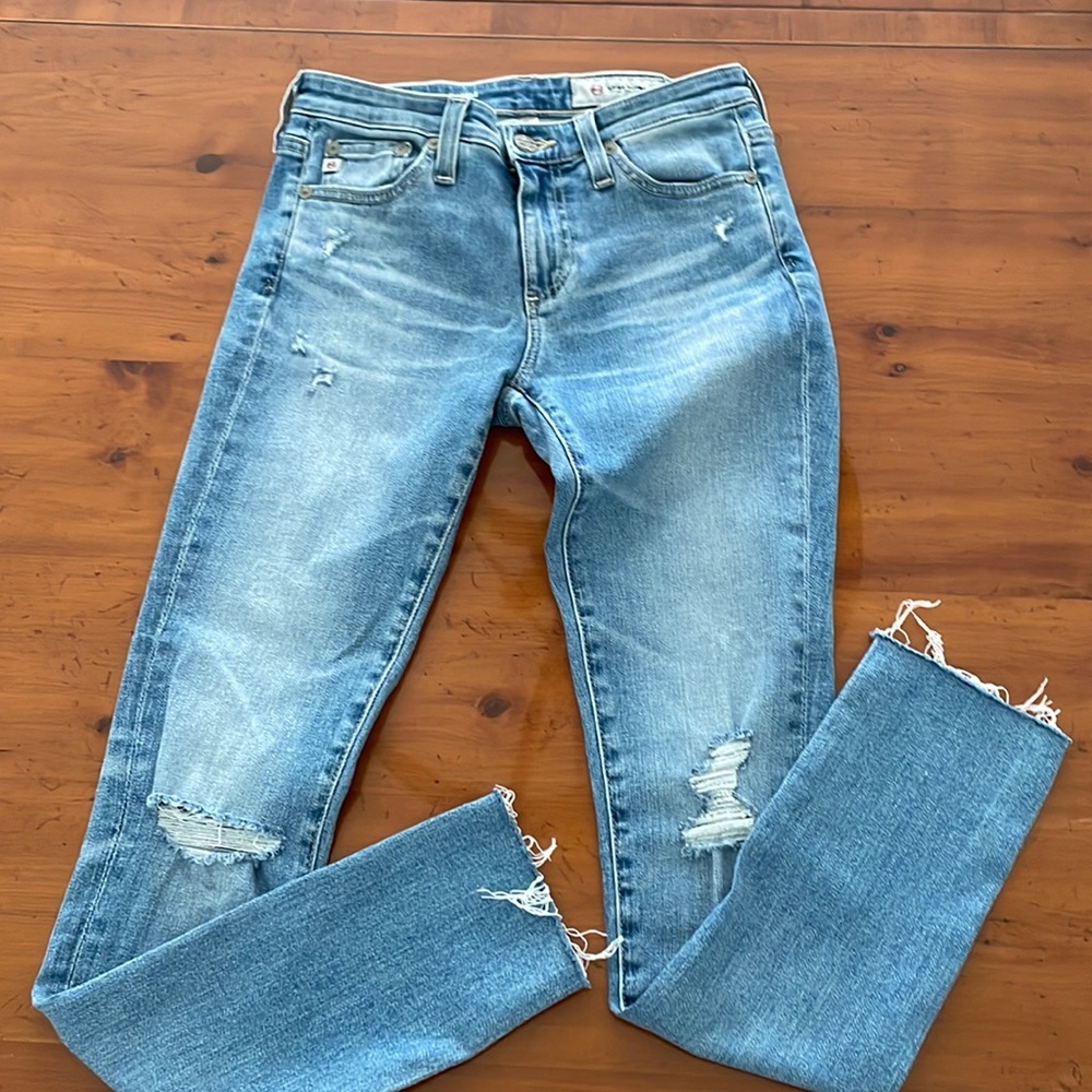 AG Adriano Goldschmied Blue Distressed Jeans